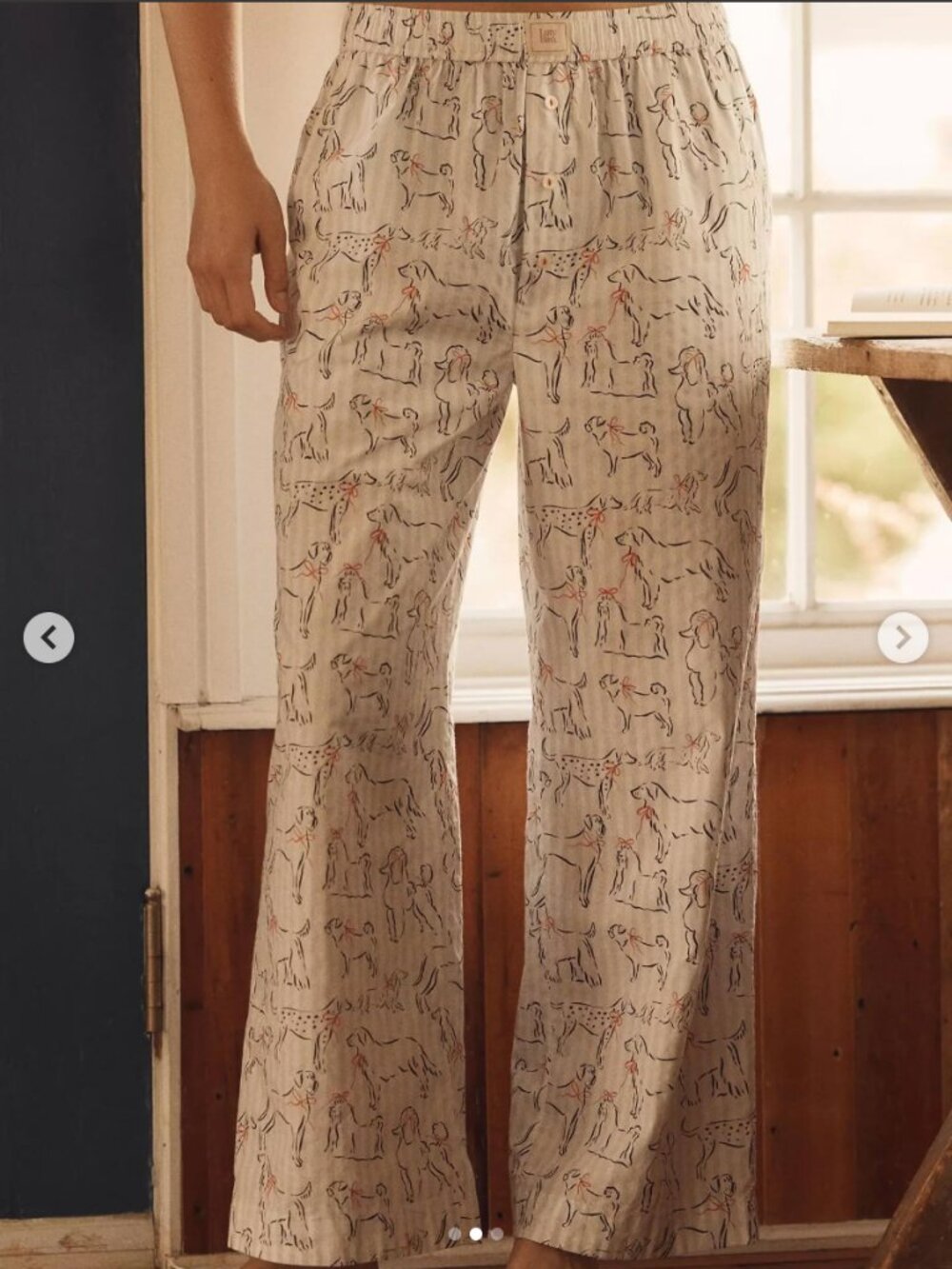 Anthropologie Krissy Mast Dog Print Boxer Pajama Pants Blue White M NWT